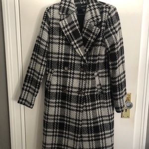Plaid Wool Blend Coat